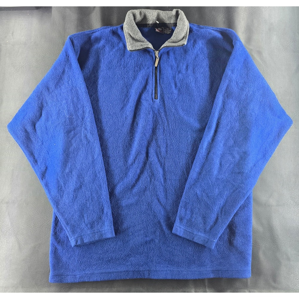 Foot Locker Mens XXL Royal Blue Quarter Zip Fleece Pullover Sweater Grey Collar